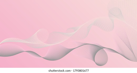 Horizontal overlay lines movement pattern. Colorful fashionable poster smoky vector pattern. Moving bent lines ripple effect graphics. Reticulated intersecting curves geometry backdrop.