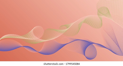 Horizontal overlay lines movement pattern. Technological optical fiber concept vector. Moving bent lines ripple effect graphics. Scientific researches dynamic curves web trendy background.