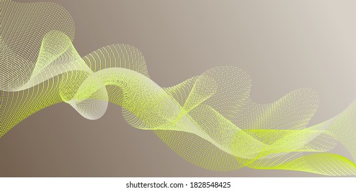 Horizontal overlay lines movement pattern. Colorful fashionable poster smoky vector pattern. Moving curl lines ripple texture design. Smooth filament curves motion creative background.