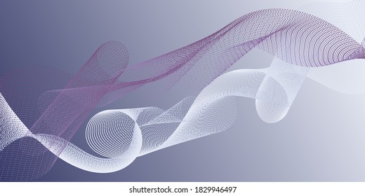 Horizontal overlay lines movement pattern. Stylish progressive technology vector wallpaper. Moving bent lines ripple effect graphics. Overlapping curves card backdrop simple design.