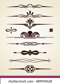 Horizontal page or text dividers and decorations