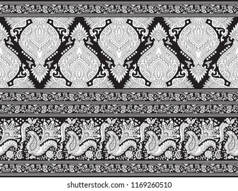 Horizontal Paisley Border On Black Stock Vector (Royalty Free ...