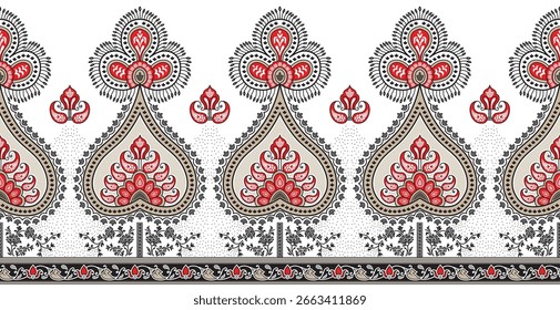 horizontal paisley border vector design 