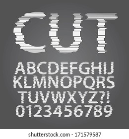 Horizontal Paper Cut Alphabet and Digit Vector