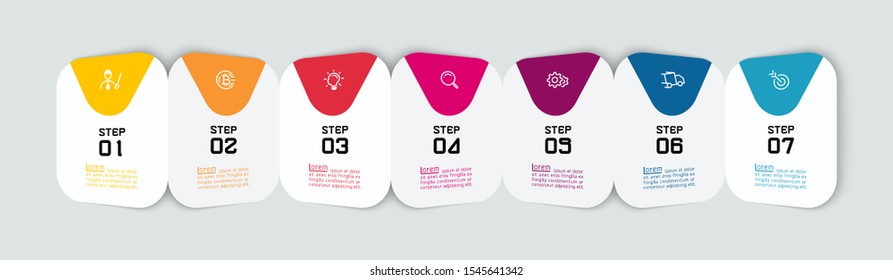 Horizontal paper flat infographics with shadow.