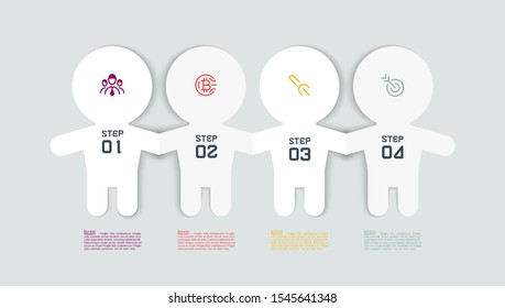 Horizontal paper flat infographics with shadow.