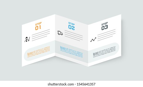 Horizontal paper flat infographics with shadow.