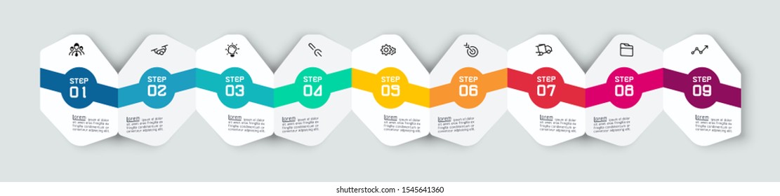 Horizontal paper flat infographics with shadow.