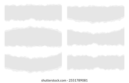 papel horizontal rasgar conjunto ilustração vetor isolado no fundo branco.