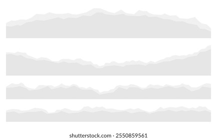 rasgo de papel horizontal, pedaços rasgados de papel conjunto ilustração vetorial isolado no fundo branco.