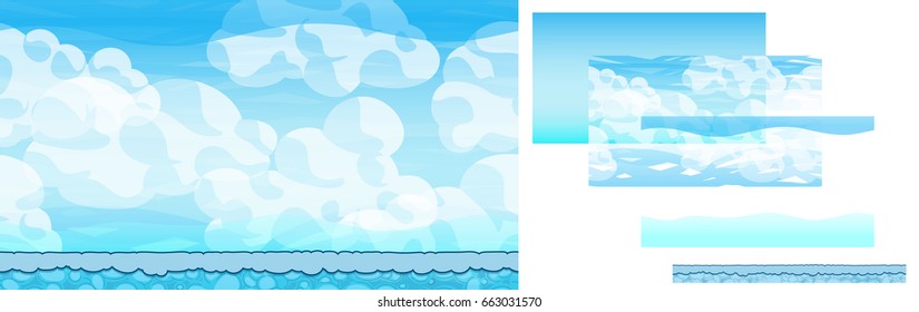 Horizontal Parallax Game Background. A vector design for any type of platformer game. Fully customizable with layered design.