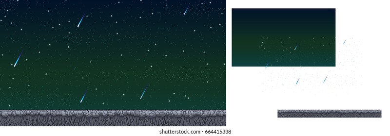 Horizontal Parallax Game Background. A vector design for any type of platformer game. Fully customizable with layered design.