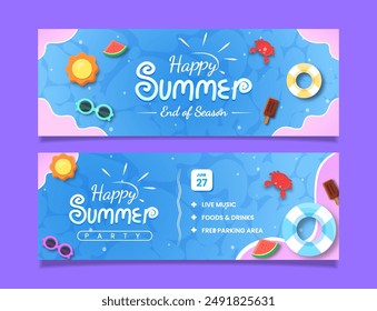 Horizontal party banner template for summer end of season