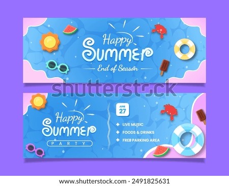 Horizontal party banner template for summer end of season