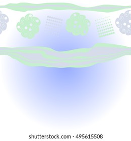   horizontal pattern of  abstract motifs, stripes, halftone.