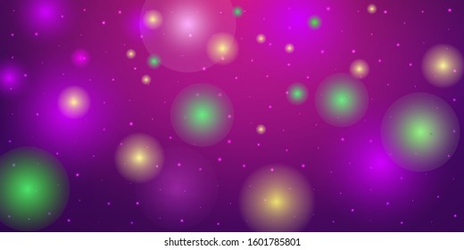 Horizontal pattern beautiful yellow, green, purple beads on a dark night background with flashes of light. Mardi Gras Party. Venetian carnival mardi gras party. Vector Design with carnival symbol