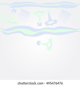  horizontal pattern of  bells, stripes, halftone.