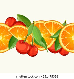 Horizontal pattern Cherry and Orange". Can be used on different package paper, wrapping and etc. Vector.