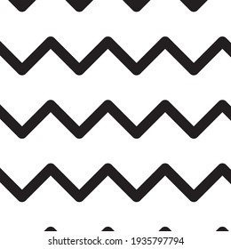 Horizontal pattern of Chevron Zigzag stripes Seamless black lines in monochromatic Zigzag