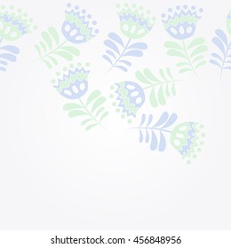    horizontal   pattern of floral motif, doodles, flowers, leaves,branches, spot, hole,  object, copy space . Hand drawn.