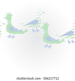 Horizontal  pattern, halftone, birds.