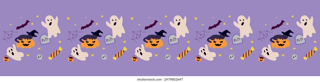 Horizontal pattern for Halloween, October 31st. Vector illustration. EPS10
