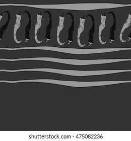 Horizontal pattern with hot peppers,striped, seamless . Hand drawn.