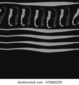 Horizontal pattern with hot peppers,striped, seamless . Hand drawn.