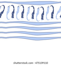 Horizontal pattern with hot peppers,striped, seamless . Hand drawn.