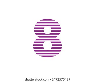 Horizontal pattern number 8 is isolated on a white background. 