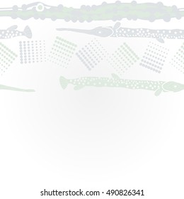 Horizontal pattern of sea fishes. Hand drawn.