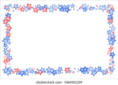 Horizontal pattern of stars by hand in the US flag colors. American Independence Day vector illustration of blue red white stars 