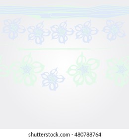   horizontal   pattern of  stylized  flowers, stripes . Hand drawn.