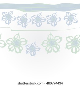    horizontal   pattern of  stylized  flowers, stripes . Hand drawn.