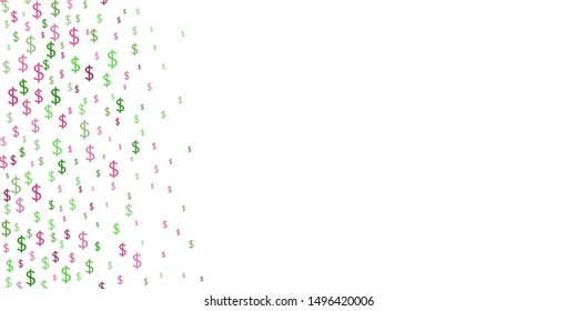 Horizontal pattern of the symbols of dollar currency. Colorful vector background with signs of dollars. The pattern can be used for your ad, poster, banner of USD money.