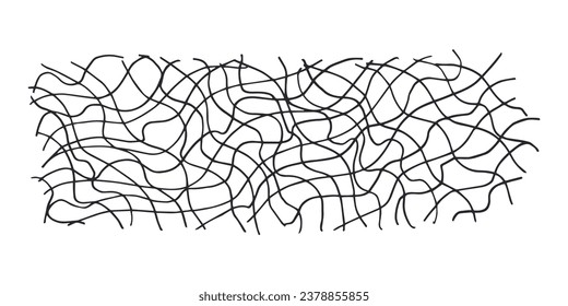Horizontal pattern, texture, line hand drawn. Hatch drawing pen ink and crosshatch draw pencil sketch Doodle scratch style. Black shape on white background. Vintage graphic design Vector illustration