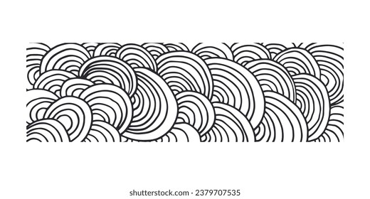 Horizontal pattern, texture, line hand drawn. Hatch drawing pen ink and crosshatch draw pencil sketch Doodle scratch style. Black shape on white background. Vintage graphic design Vector illustration