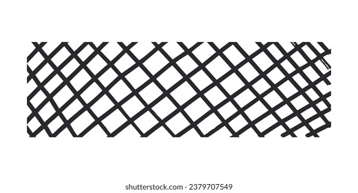 Horizontal pattern, texture, line hand drawn. Hatch drawing pen ink and crosshatch draw pencil sketch Doodle scratch style. Black shape on white background. Vintage graphic design Vector illustration