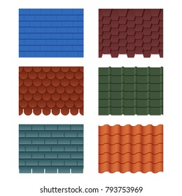 Horizontal pattern of tiles for roofed house. Roof tile row for house construction, vector illustration