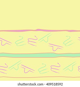 Horizontal     pattern of zodiac signs, doodles, libra, scorpio,object, stripes, spot, copy space. Hand drawn.