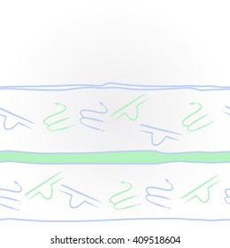 Horizontal     pattern of zodiac signs, doodles, libra, scorpio,object, stripes, spot, copy space. Hand drawn.