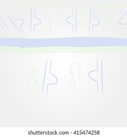 Horizontal pattern of zodiac signs, doodles, object,libra,lions,stripes, copy space. Hand drawn.