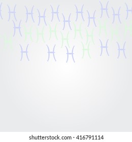 Horizontal    pattern of zodiac signs, doodles, object,pisces, copy space. Hand drawn.