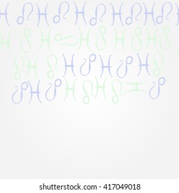 Horizontal   pattern of zodiac signs, doodles, object,pisces,lions, copy space. Hand drawn.