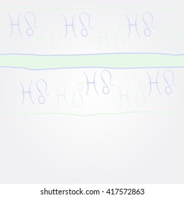 Horizontal pattern of zodiac signs, doodles, object,pisces,lions, stripes, copy space. Hand drawn.