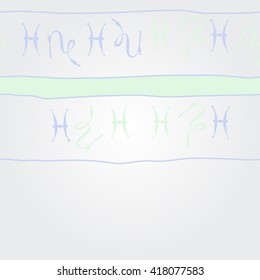 Horizontal pattern of zodiac signs, doodles, object,pisces,capricorn, stripes, copy space. Hand drawn.