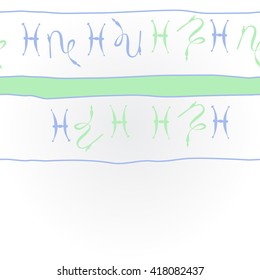 Horizontal pattern of zodiac signs, doodles, object,pisces,capricorn, stripes, copy space. Hand drawn.