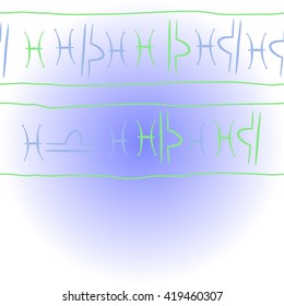 Horizontal pattern of zodiac signs, doodles, object,pisces,libra, copy space. Hand drawn.