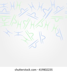 Horizontal pattern of zodiac signs, doodles, object,pisces,libra, copy space. Hand drawn.