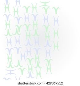 Horizontal     pattern of zodiac signs, doodles,  object,aries, pisces,  copy space. Hand drawn.